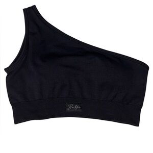 Bo+Tee One Shoulder Sports Bra Workout Bra| Black | Size Small